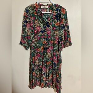 NATURAL LIFE Vibrant Floral Long Sleeve Dress